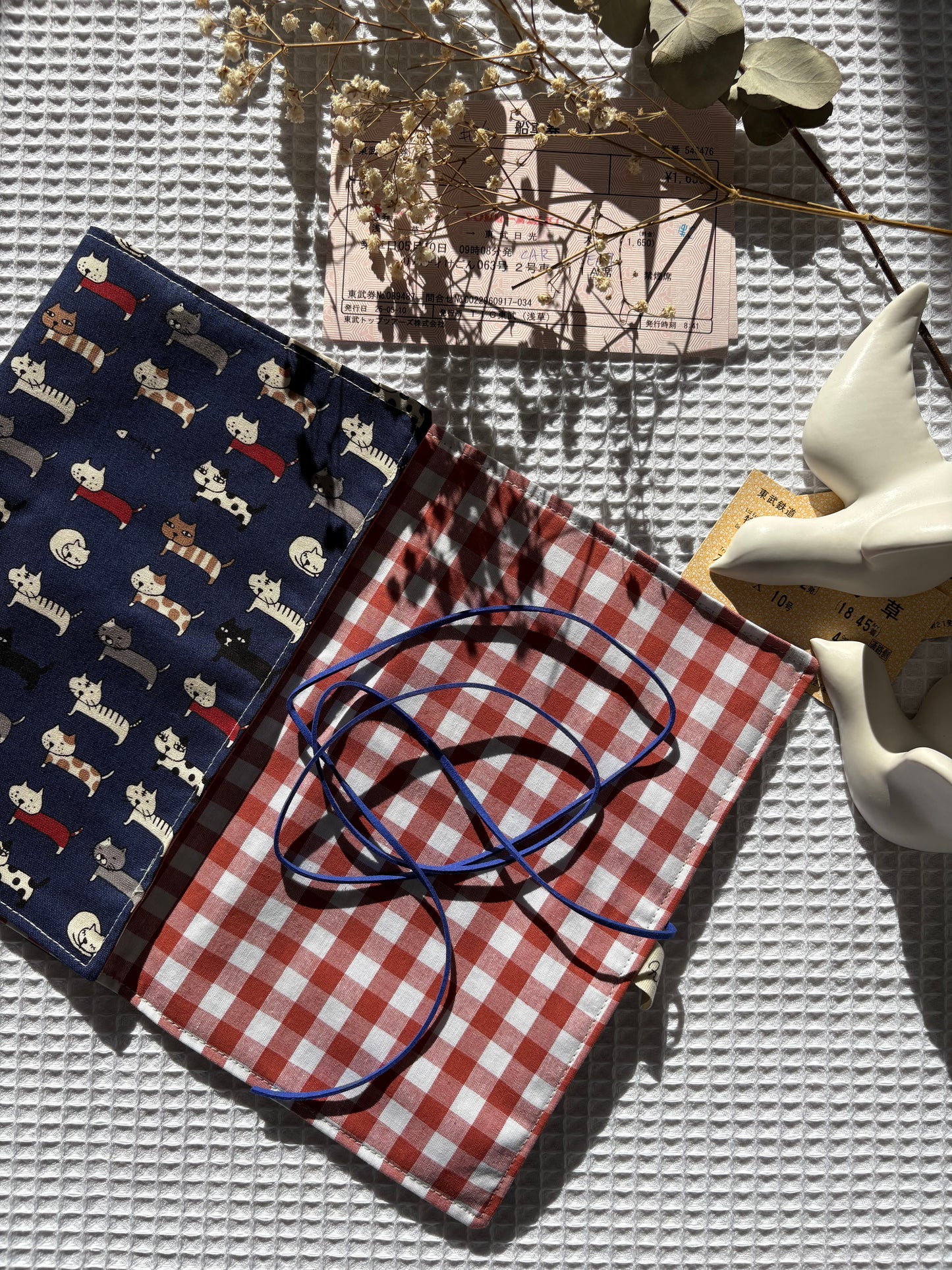 Funda de libro gatos azules con Tela Japonesa – Hecha a mano en Barcelona