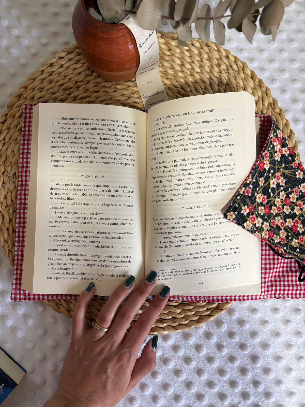 Funda para libros cerezos de Japon - Hecho a mano en Barcelona