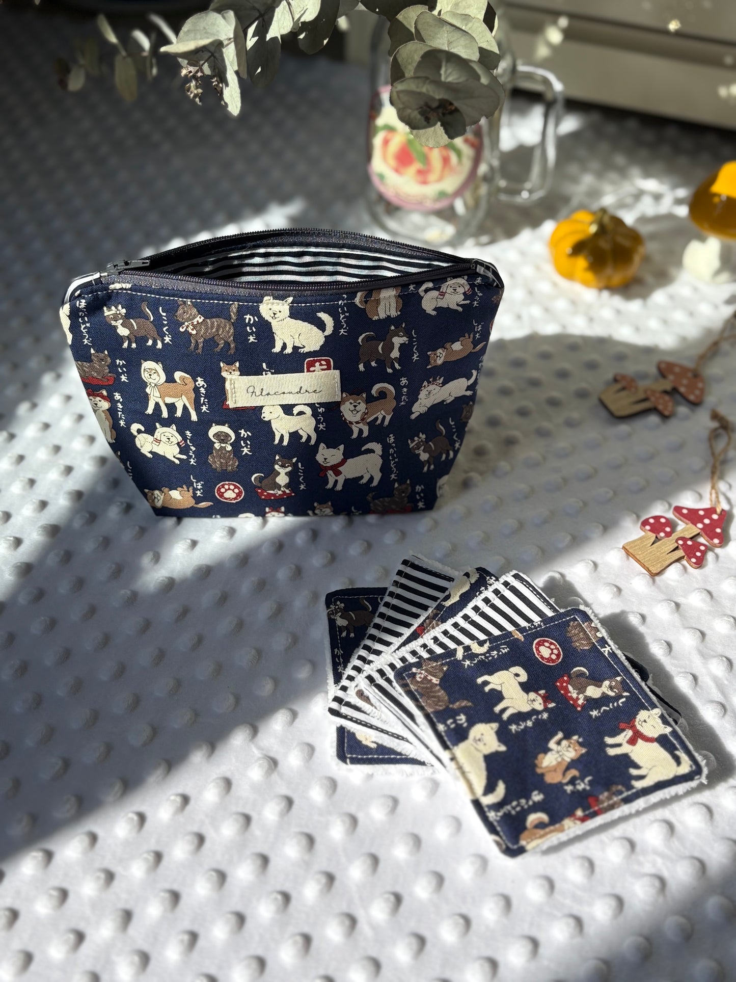 Neceser perritos y 5 algodones reutilizables