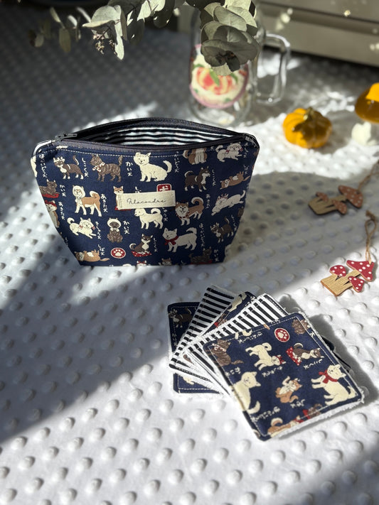 Neceser perritos y 5 algodones reutilizables