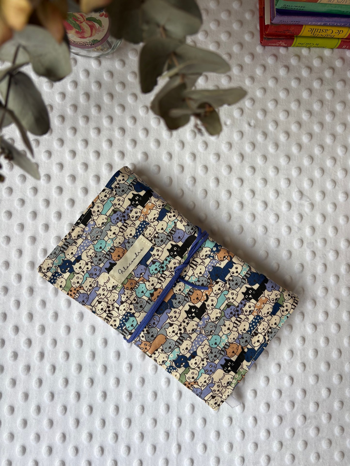 Funda para libros gatos azules