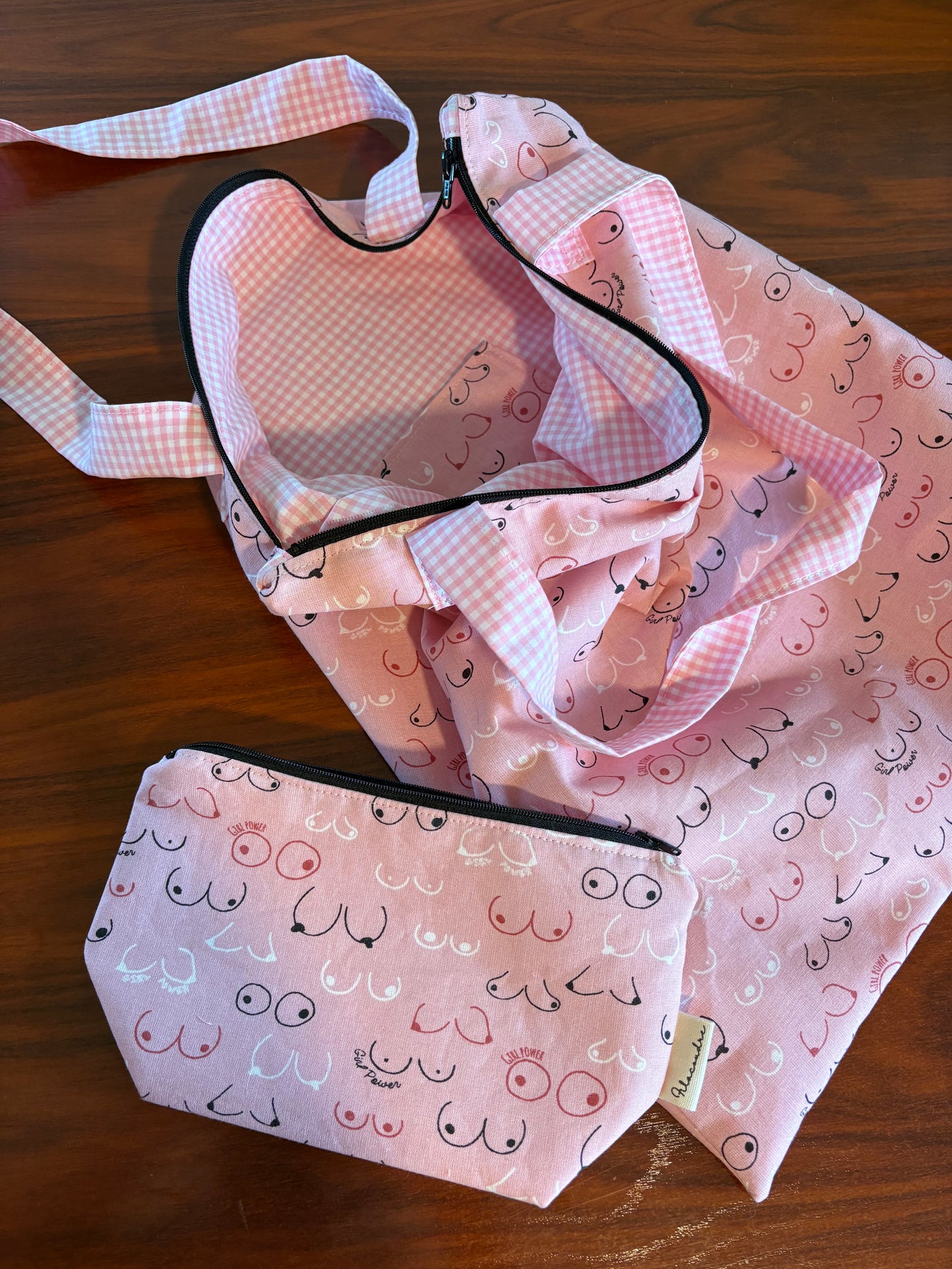Totebag con cremallera tetas-girl power - hecho a mano