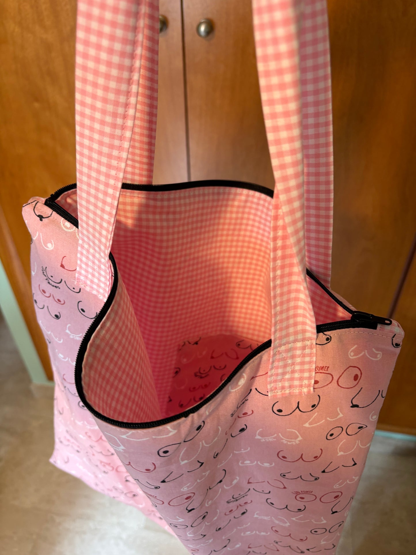 Totebag con cremallera tetas-girl power - hecho a mano