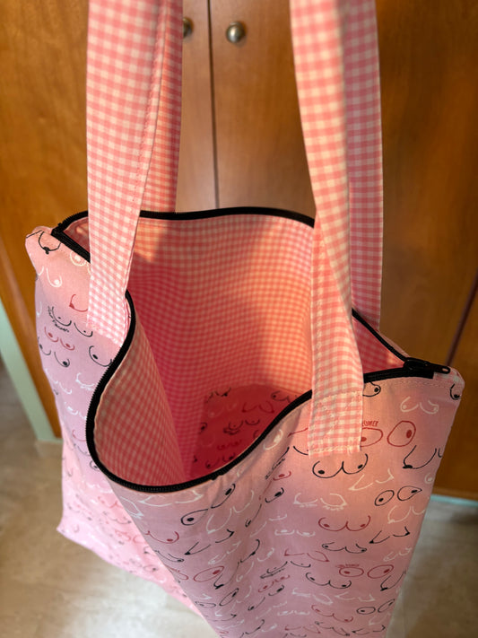 Totebag con cremallera tetas-girl power - hecho a mano