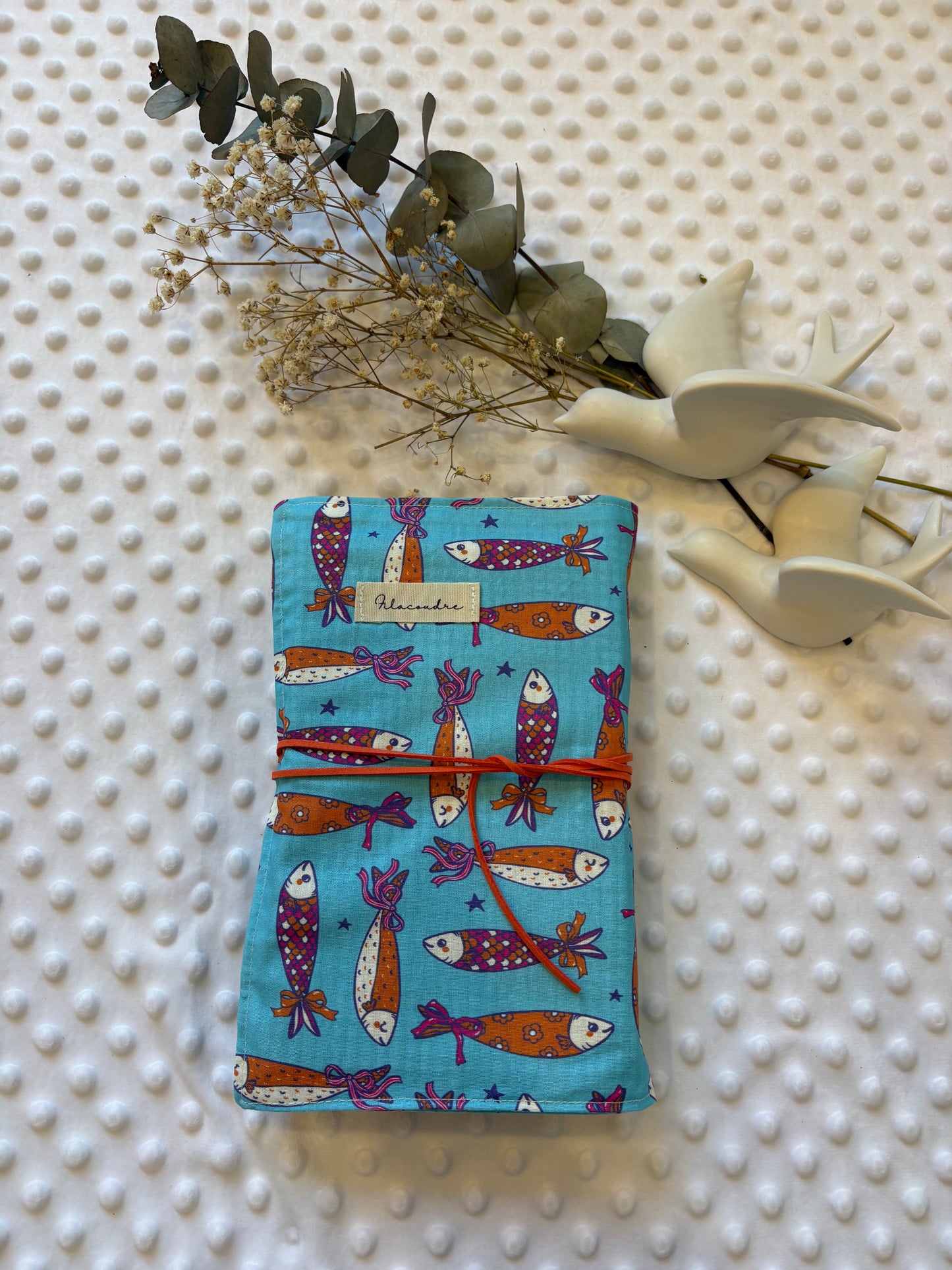 Funda para libros estampado sardinas