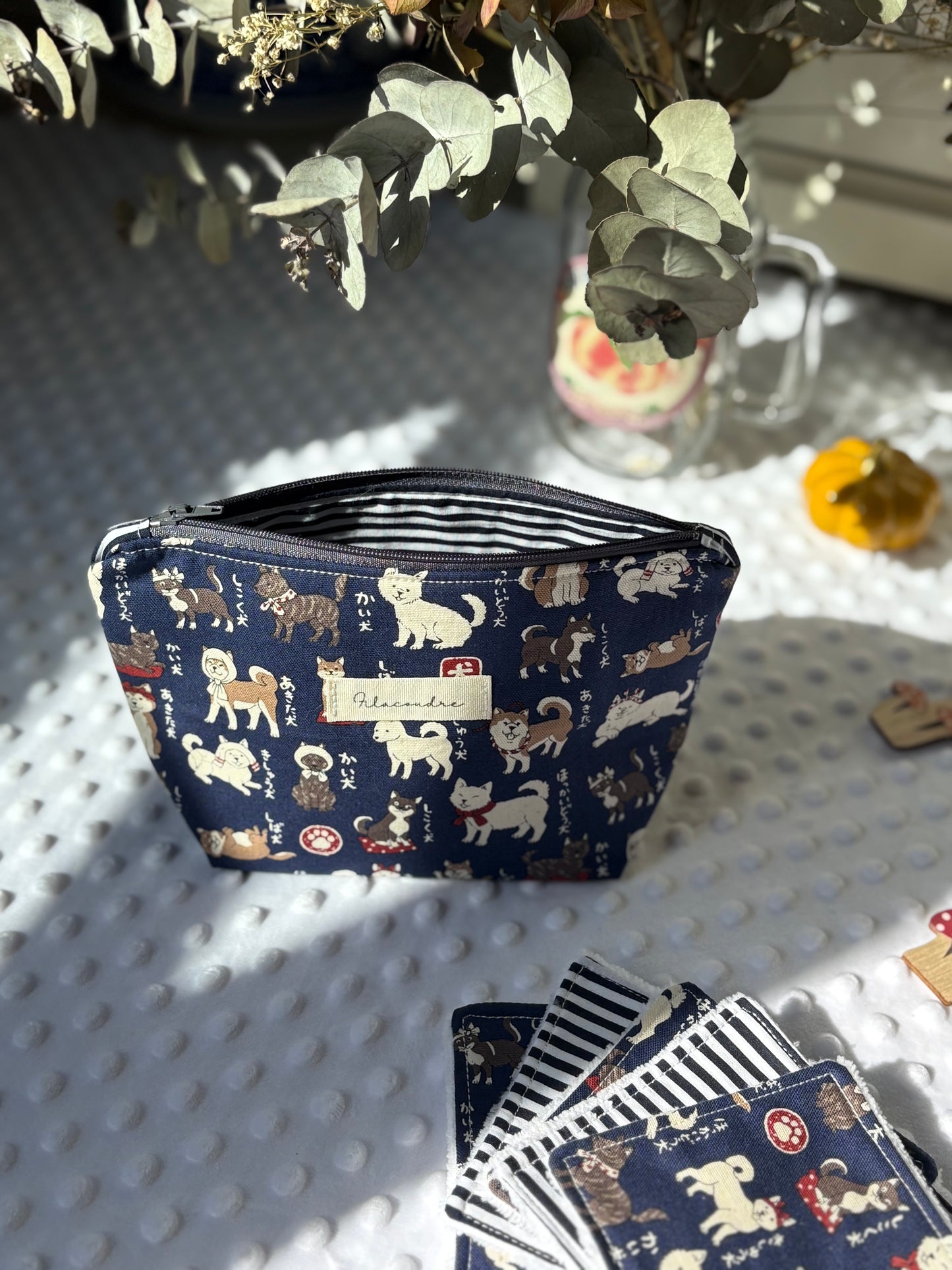 Neceser perritos y 5 algodones reutilizables