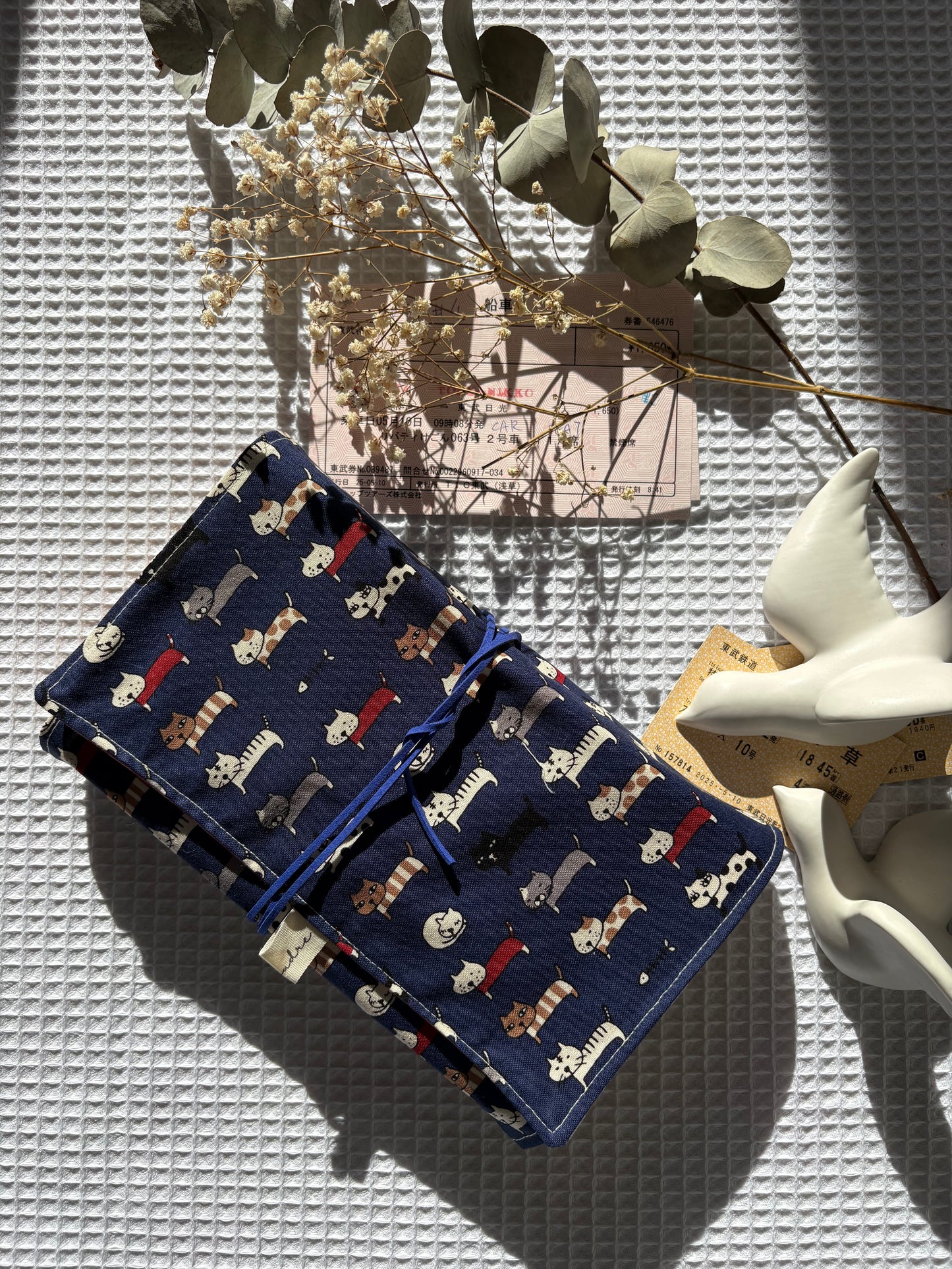 Funda de libro gatos azules  con Tela Japonesa – Hecha a mano en Barcelona