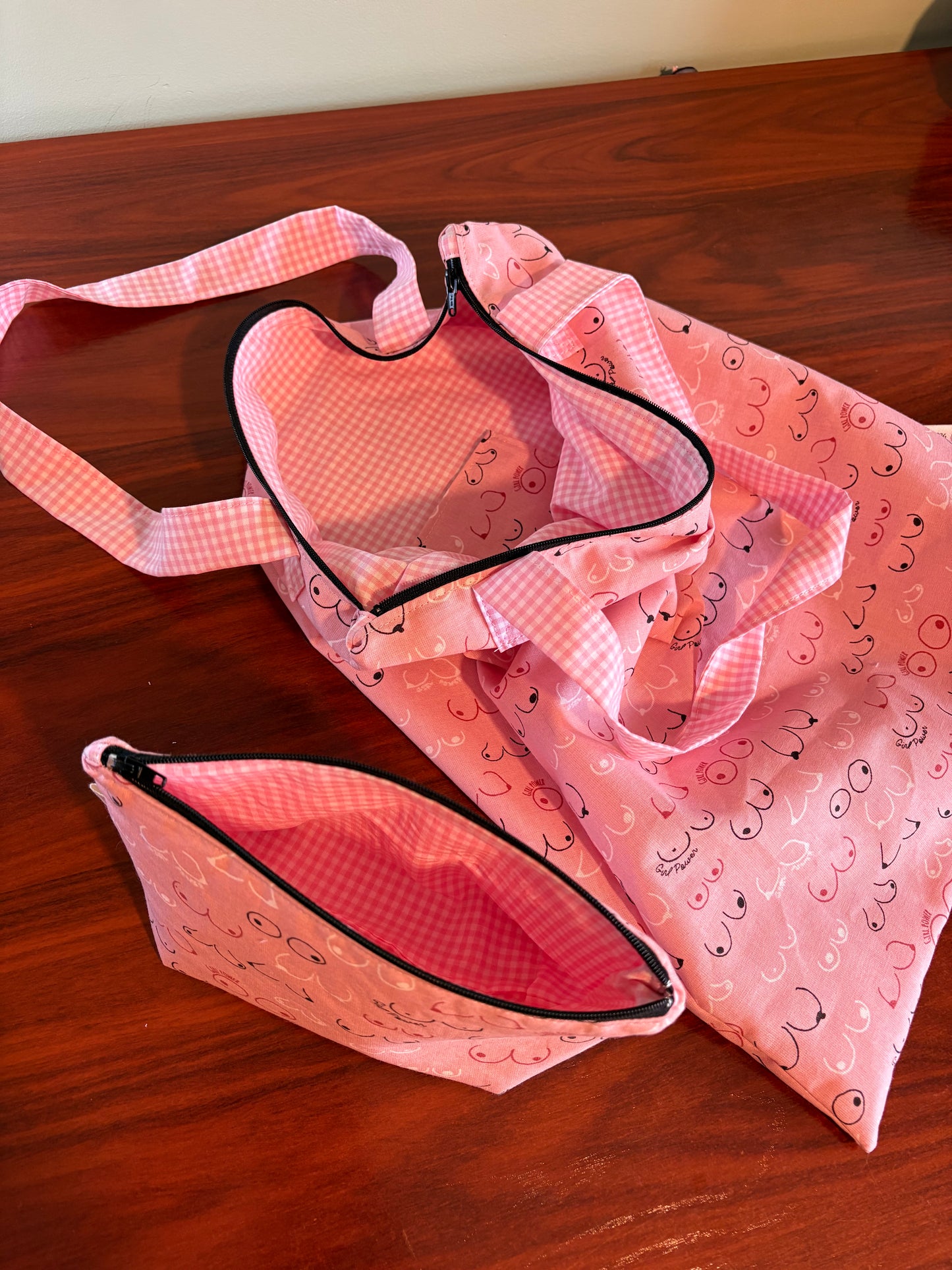 Totebag con cremallera tetas-girl power - hecho a mano
