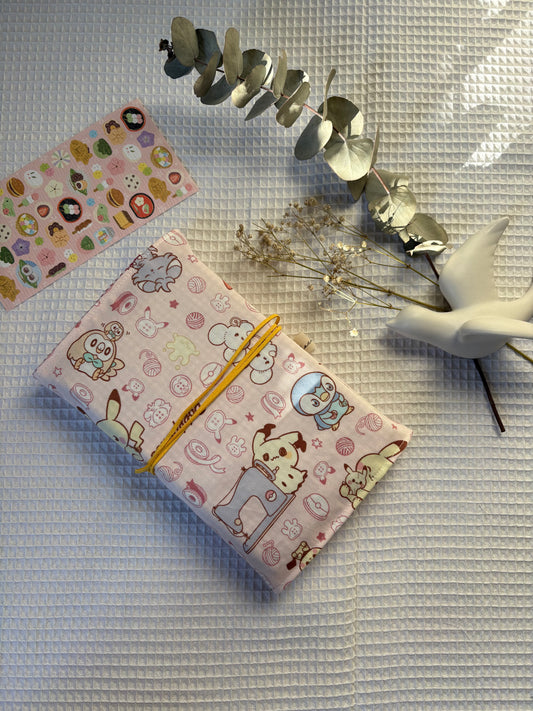 Funda de Libro Pokémon rosa – Tela Japonesa Oficial – Hecha a Mano