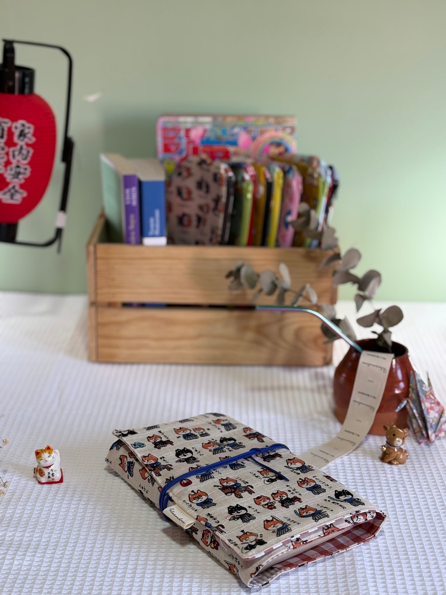 Funda de libro Shiba Samurai con Tela Japonesa – Hecha a mano en Barcelona
