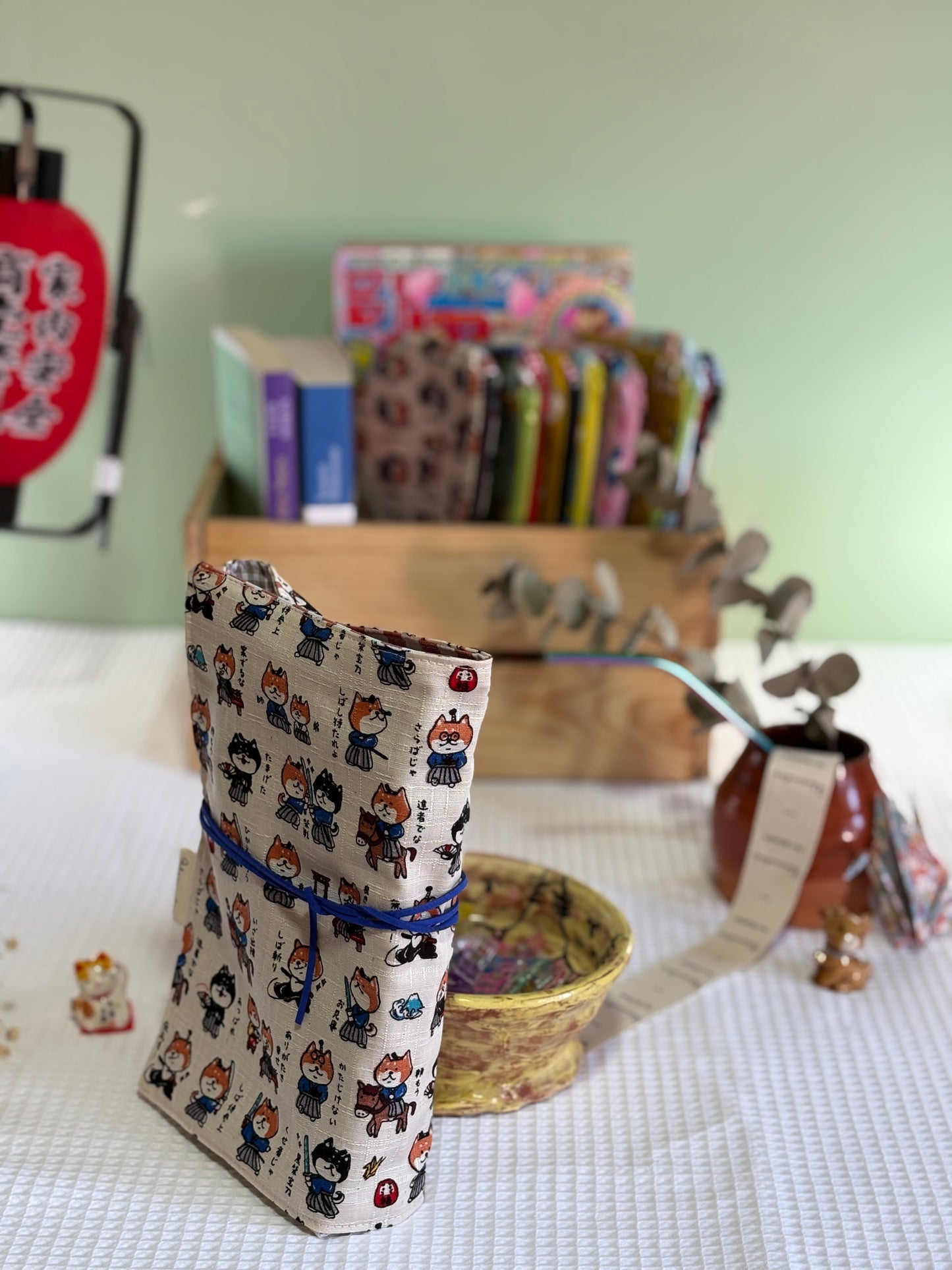 Funda de libro Shiba Samurai con Tela Japonesa – Hecha a mano en Barcelona