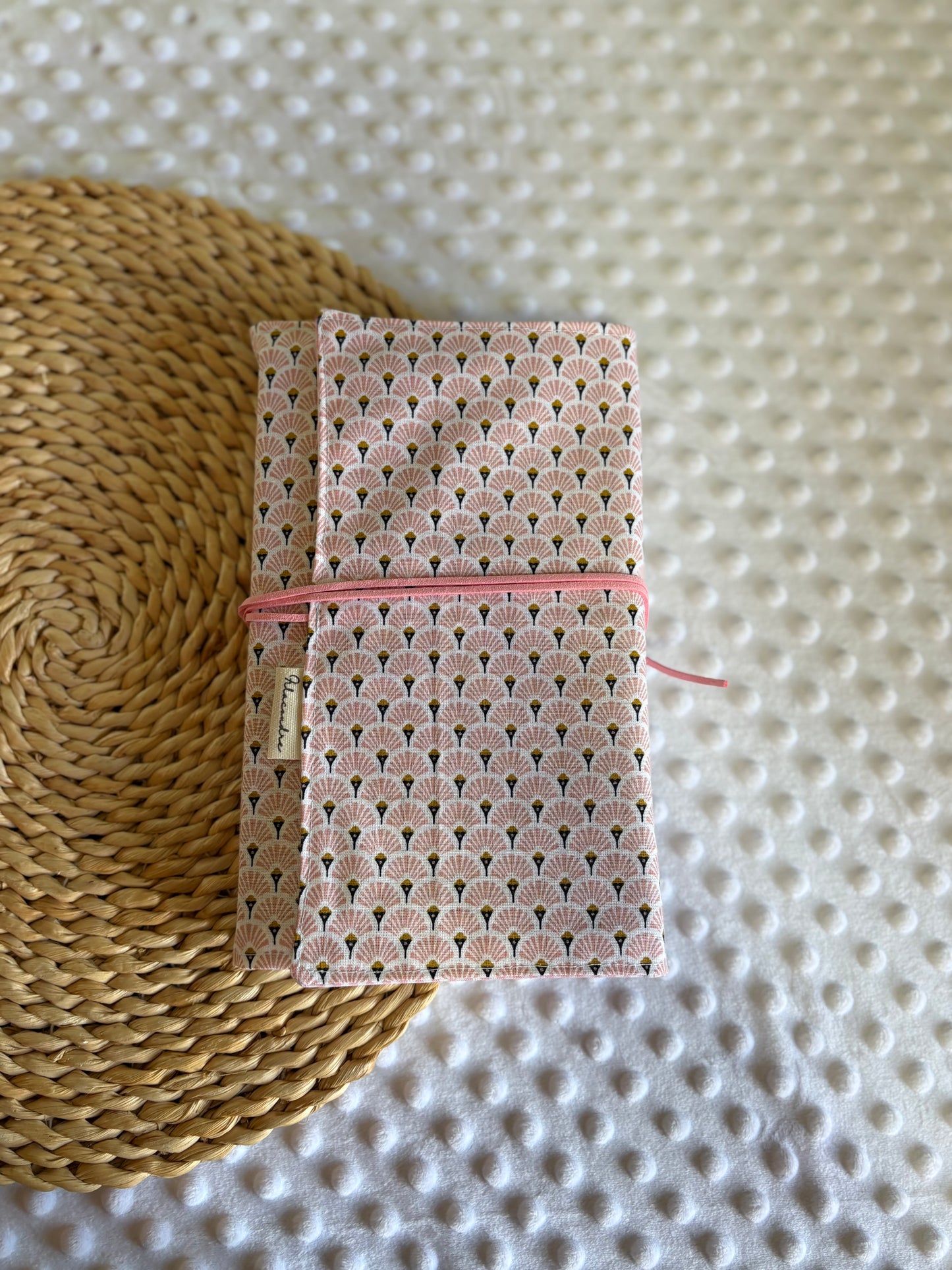 Funda para libros abanico rosa  - Hecho a mano en Barcelona