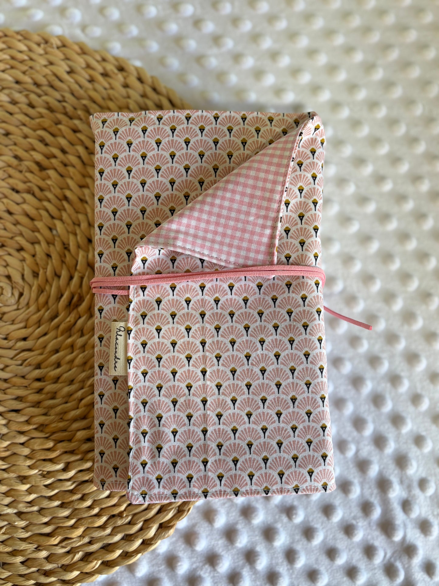 Funda para libros abanico rosa  - Hecho a mano en Barcelona