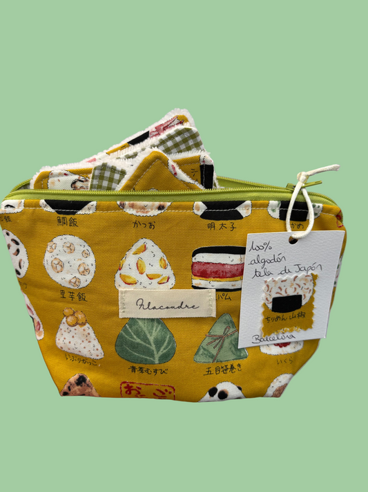 Neceser onigiri con sus 5 algodones reutilizables
