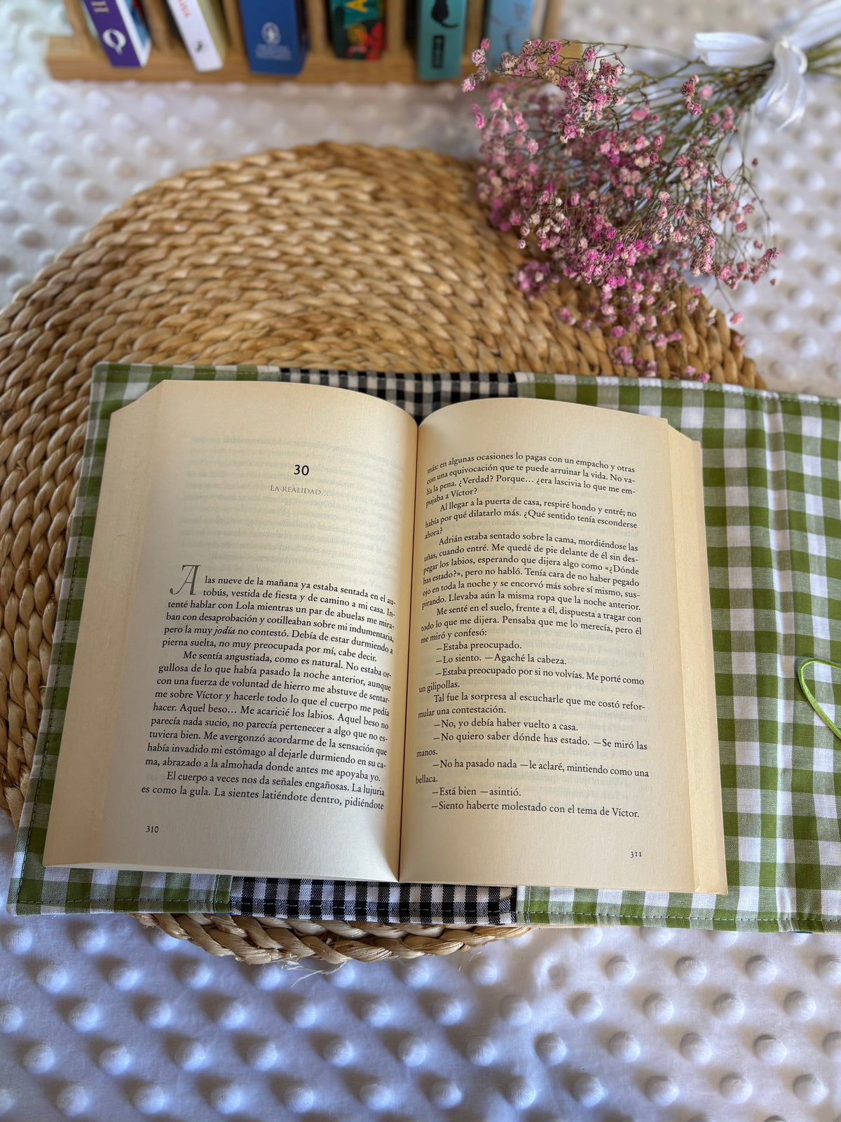 Funda de libros manzana azul  - Hecho a mano en Barcelona