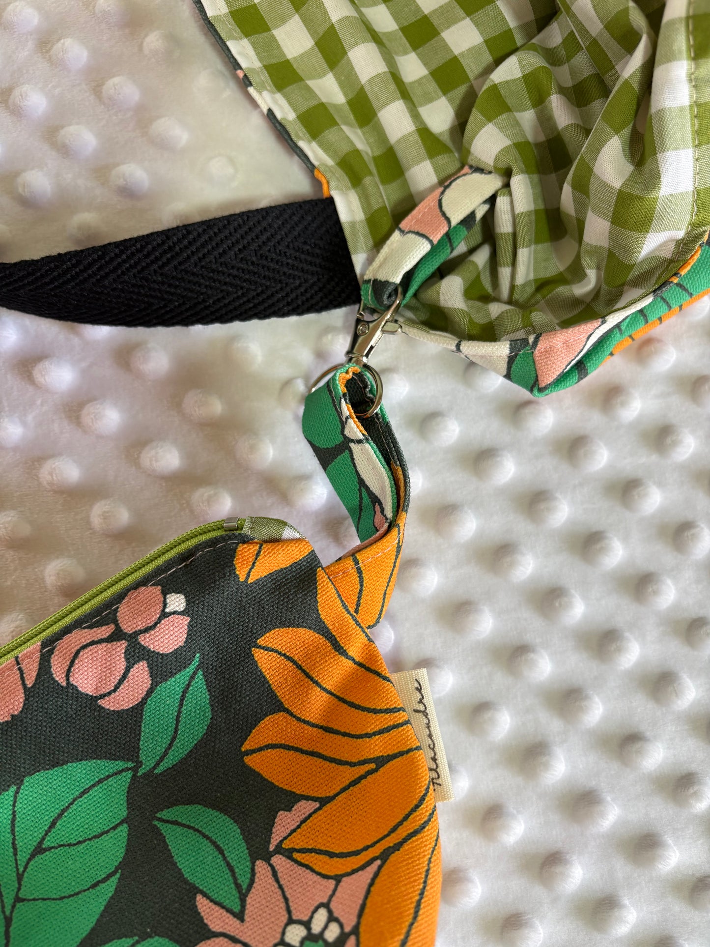 Tote bag de algodón con neceser extraíble flores vintage - hecho a mano