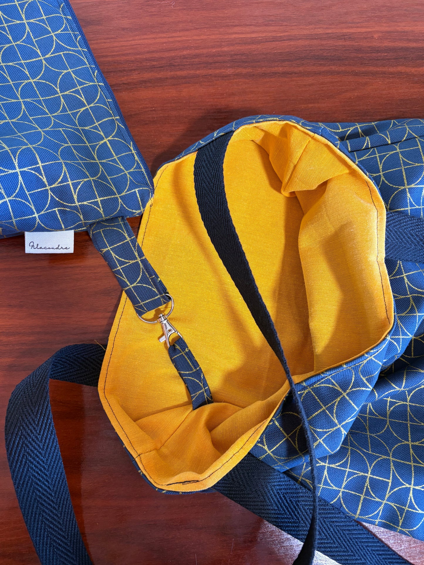 Tote bag de algodón con neceser extraíble franela - hecho a mano