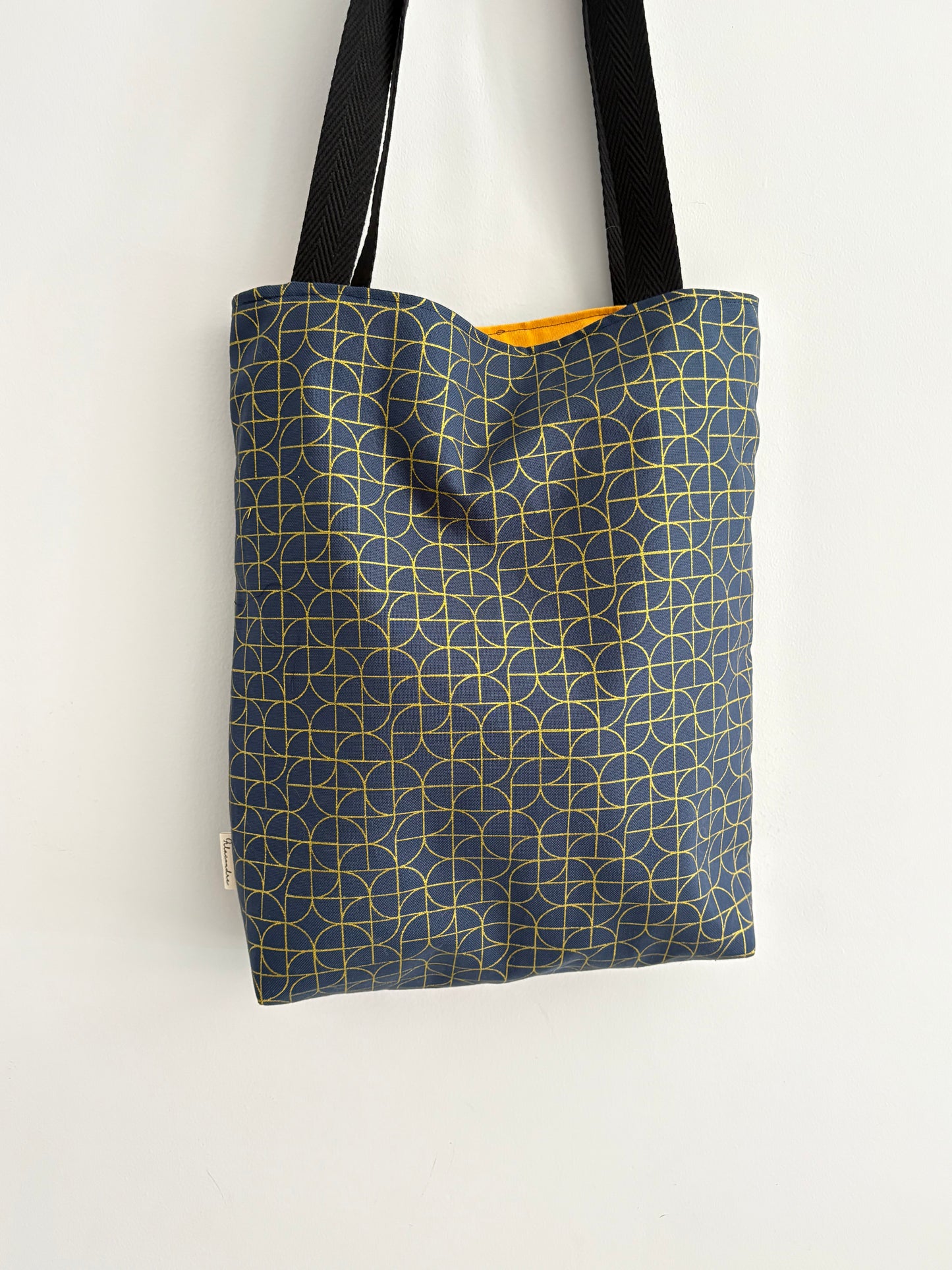 Tote bag de algodón con neceser extraíble franela - hecho a mano