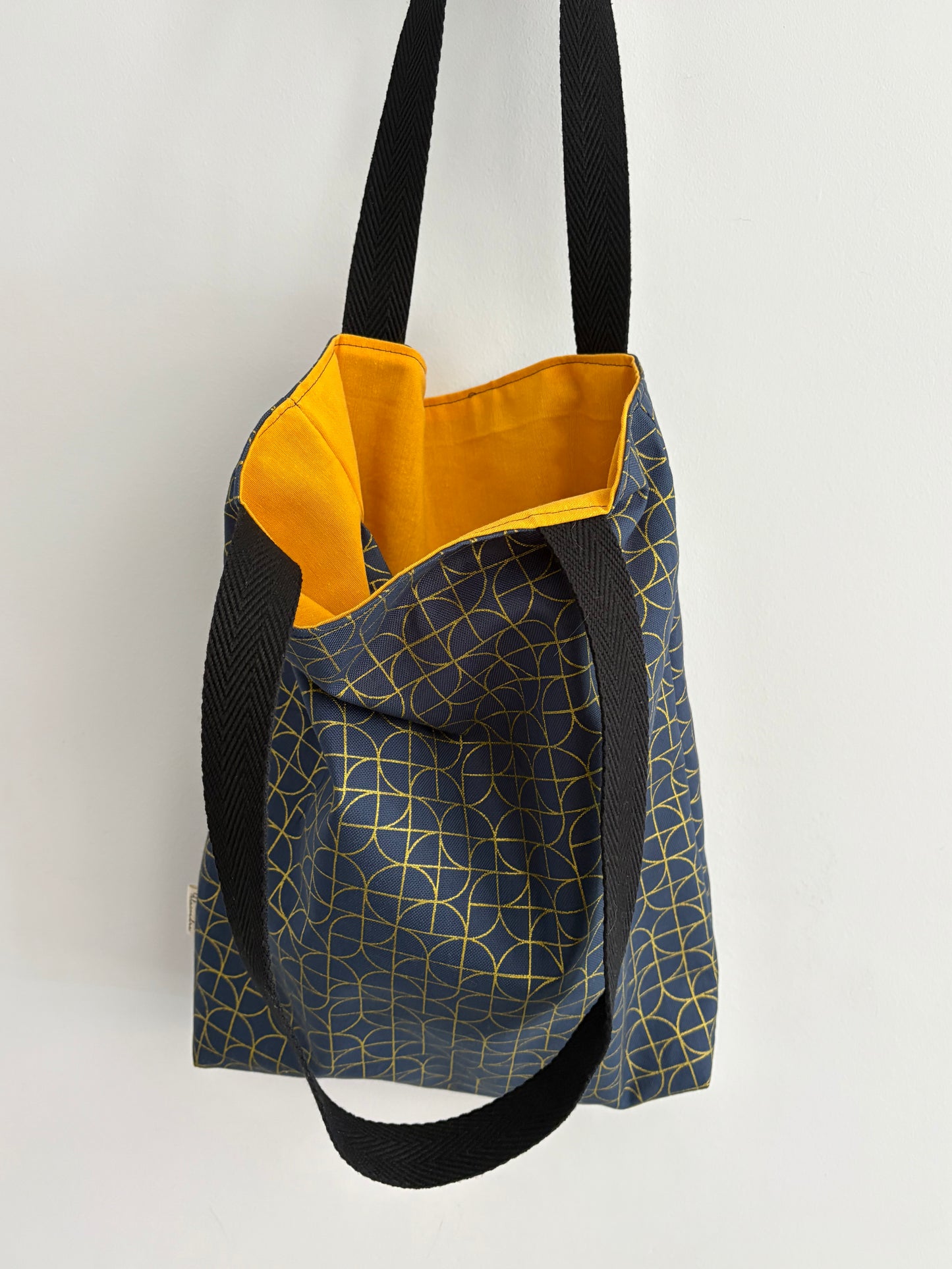 Tote bag de algodón con neceser extraíble franela - hecho a mano