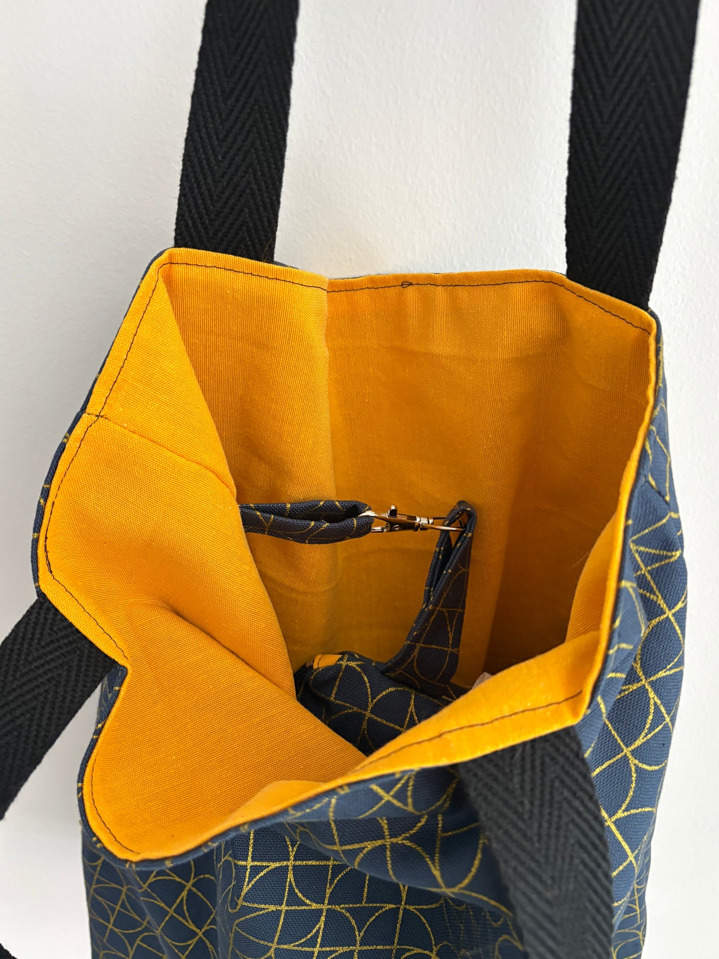 Tote bag de algodón con neceser extraíble franela - hecho a mano