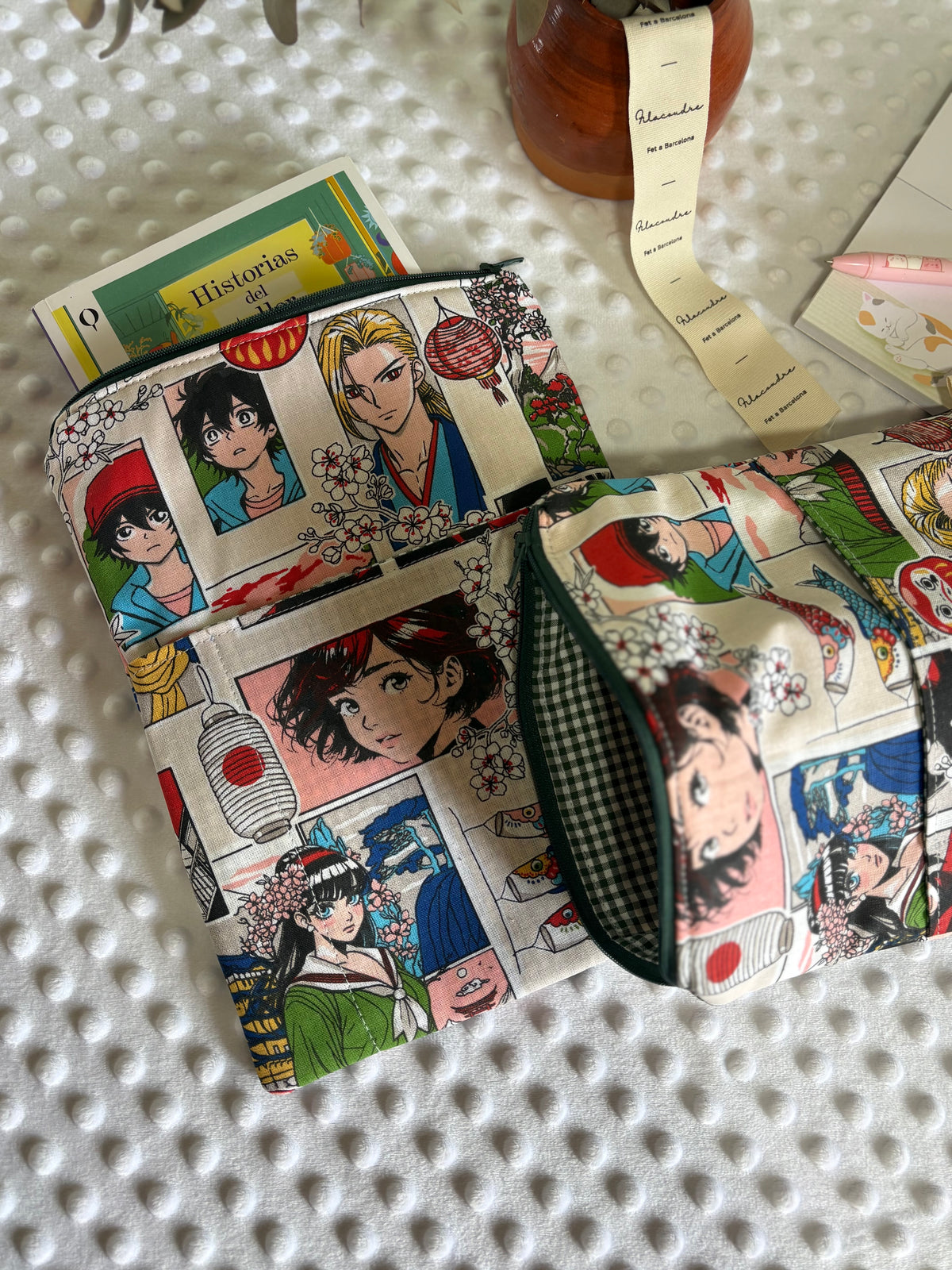 Funda de libro Tokyo con cremallera | Hecho a mano en Barcelona