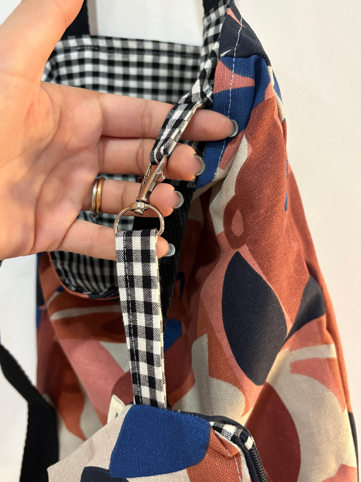Tote bag de algodón con neceser extraíble jarrones, tierra y mar - hecho a mano en Barcelona