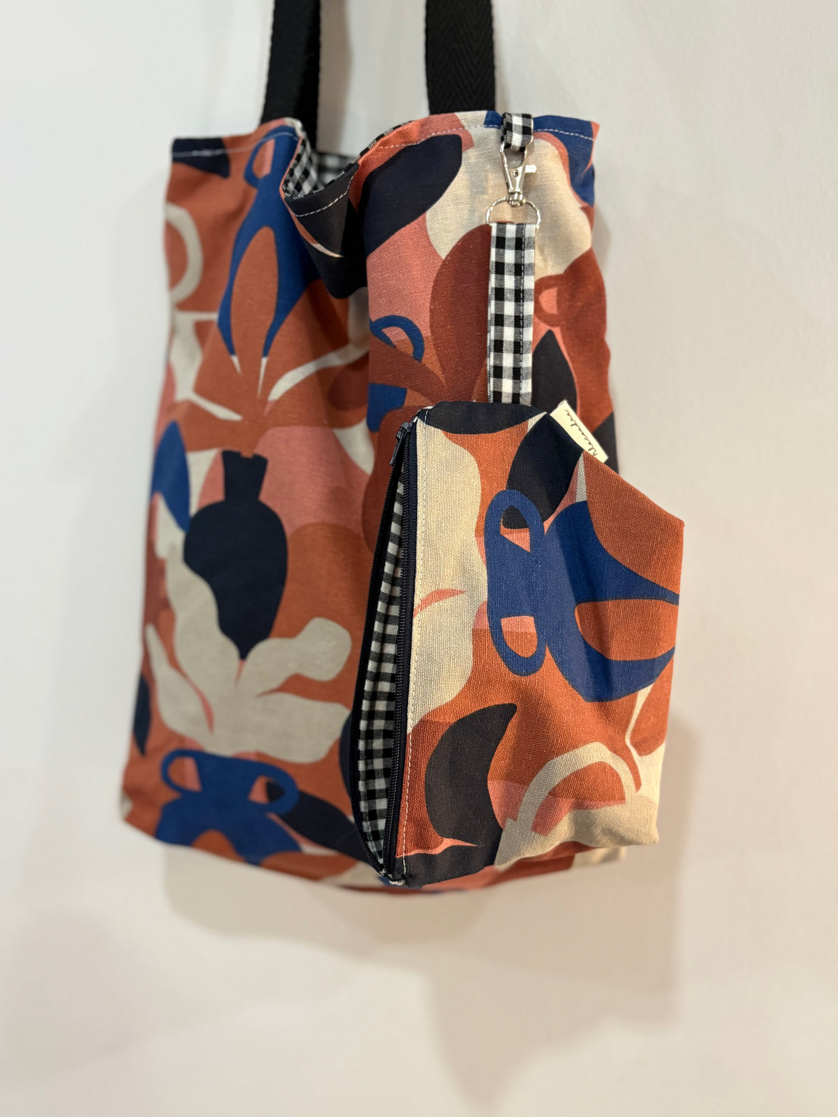 Tote bag de algodón con neceser extraíble jarrones, tierra y mar - hecho a mano en Barcelona