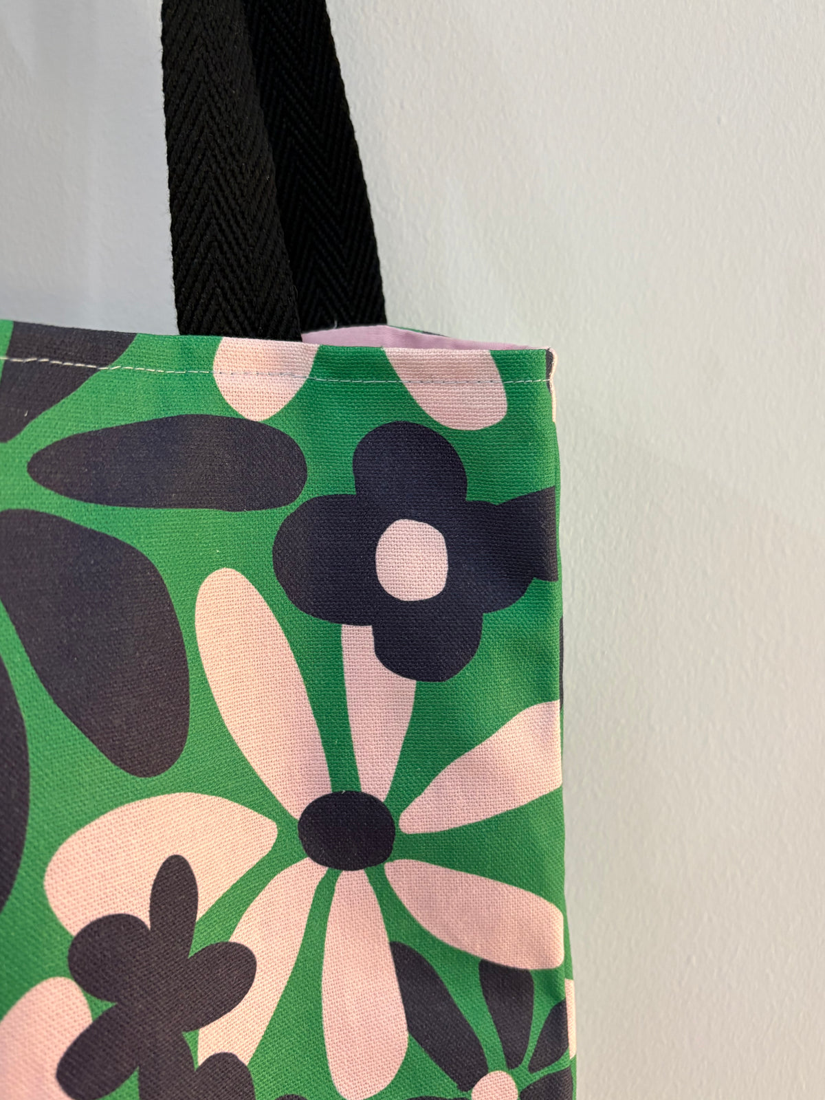 Tote bag de algodón con neceser extraíble margaritas grandes - hecho a mano en Barcelona