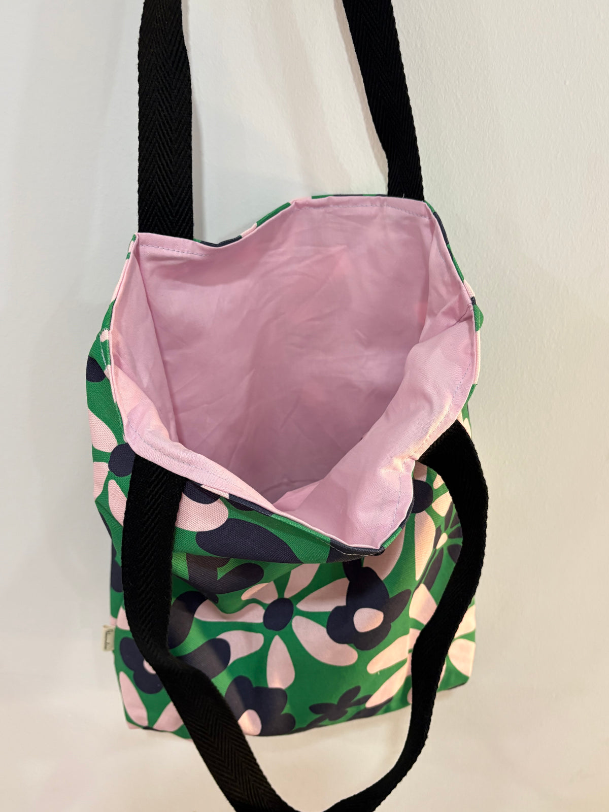 Tote bag de algodón con neceser extraíble margaritas grandes - hecho a mano en Barcelona