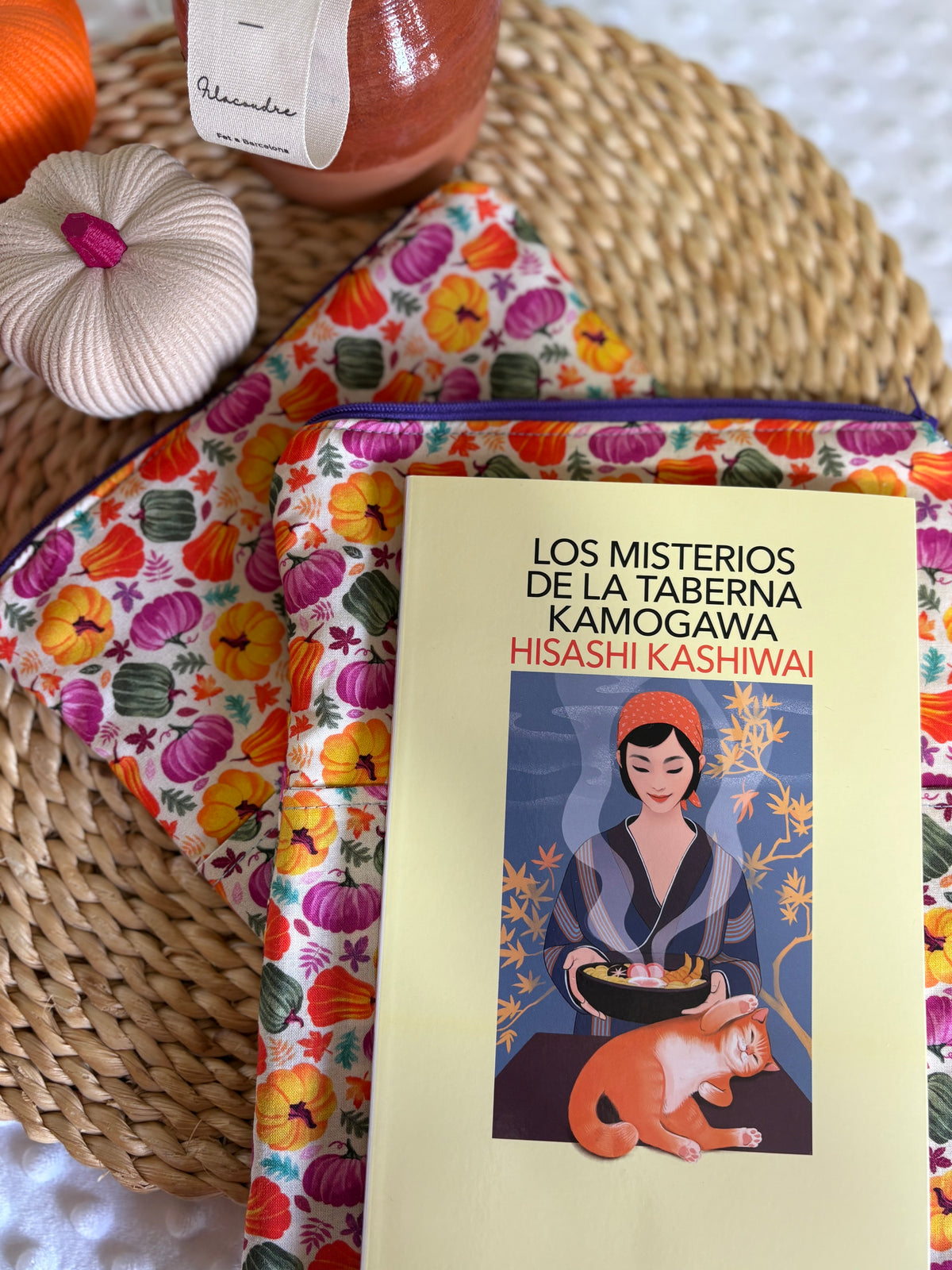 Funda de libro calabazas con cremallera | Hecho a mano en Barcelona