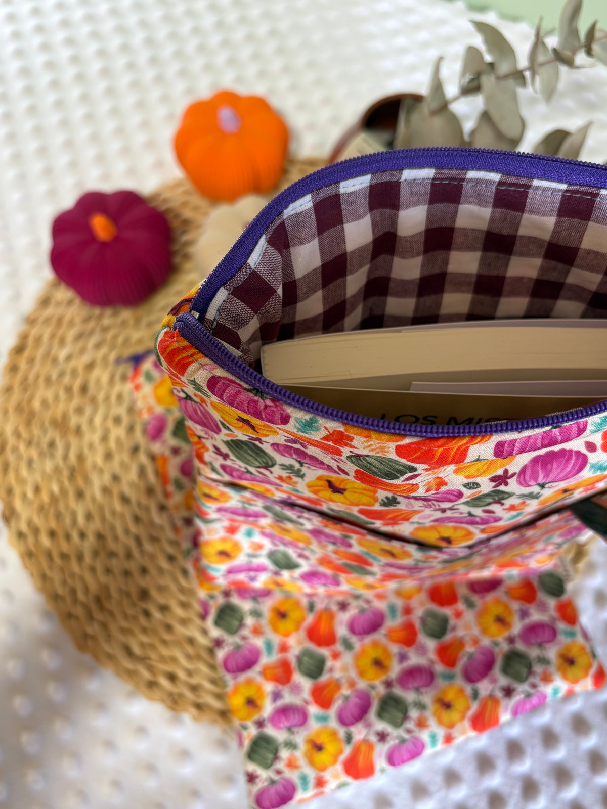 Funda de libro calabazas con cremallera | Hecho a mano en Barcelona