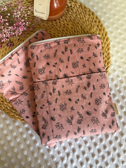 Funda de libro rosa con cremallera | Hecho a mano en Barcelona