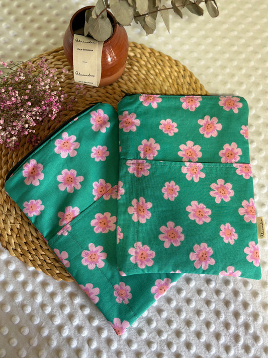 Funda de libro margaritas con cremallera | Hecho a mano en Barcelona